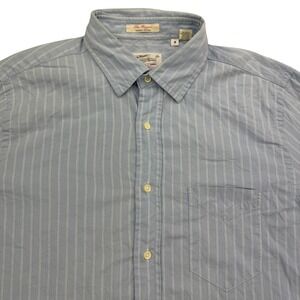 GANT Rugger Shirt Mens M Blue Striped Long Sleeve Button Up Dreamy Oxford STAIN